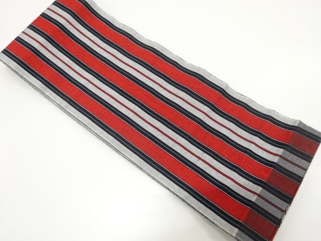 JAPANESE KIMONO / STRIPE PATTERN WEAVING SINGLE HANHABA OBI